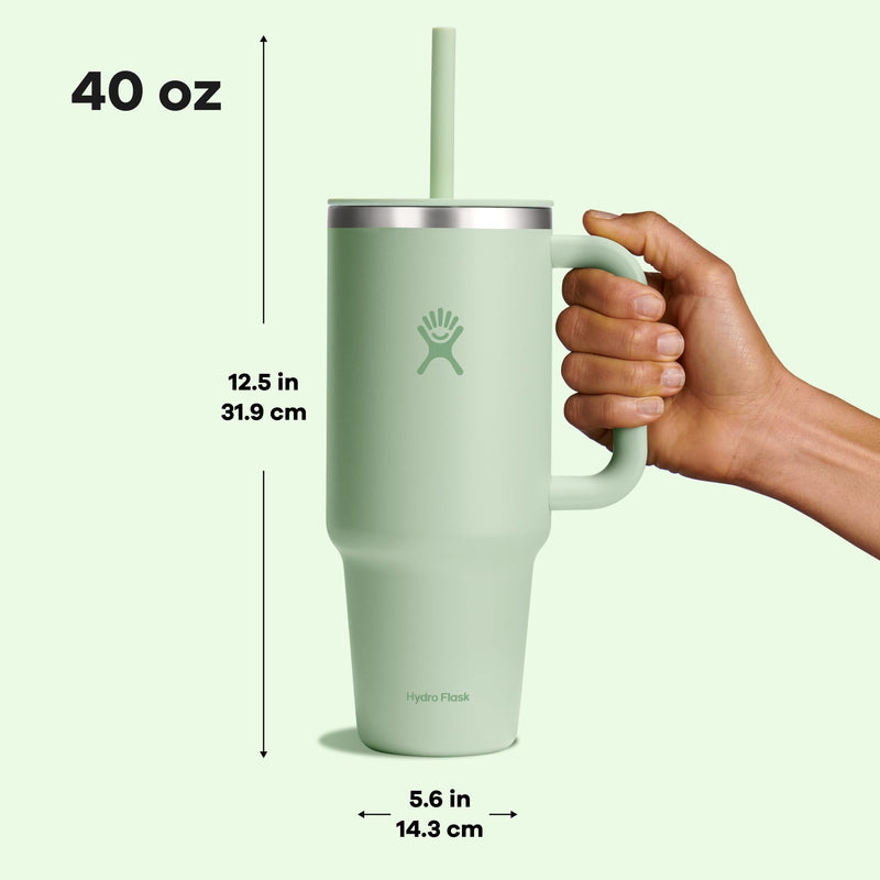 Hydro Flask Travel Tumbler with Handle Lid and Straw - Insulated Stainless Steel Water Bottle