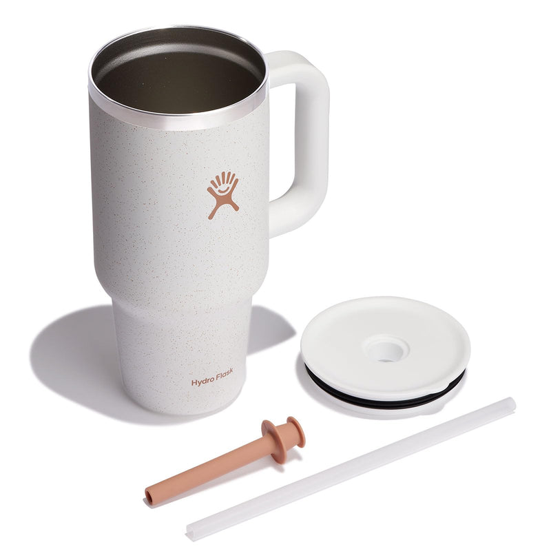 Hydro Flask Travel Tumbler with Handle Lid and Straw - Insulated Stainless Steel Water Bottle