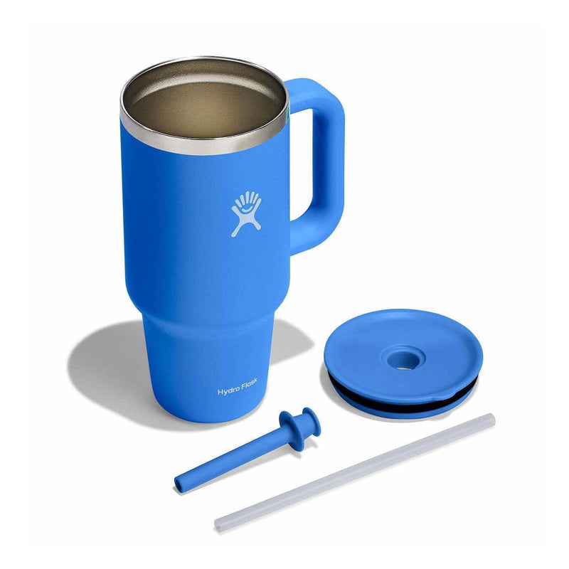 Hydro Flask Travel Tumbler with Handle Lid and Straw - Insulated Stainless Steel Water Bottle