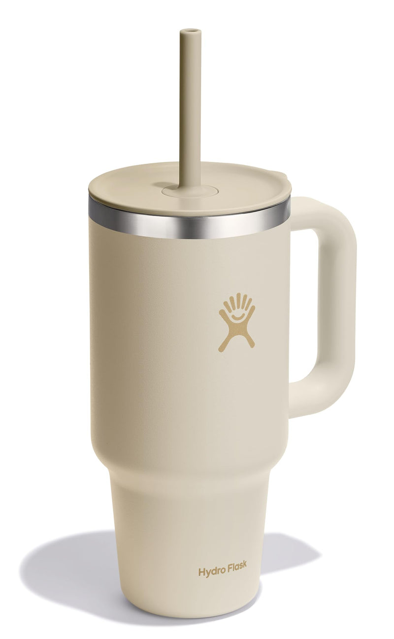 Hydro Flask Travel Tumbler with Handle Lid and Straw - Insulated Stainless Steel Water Bottle
