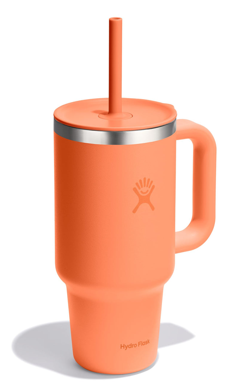 Hydro Flask Travel Tumbler with Handle Lid and Straw - Insulated Stainless Steel Water Bottle