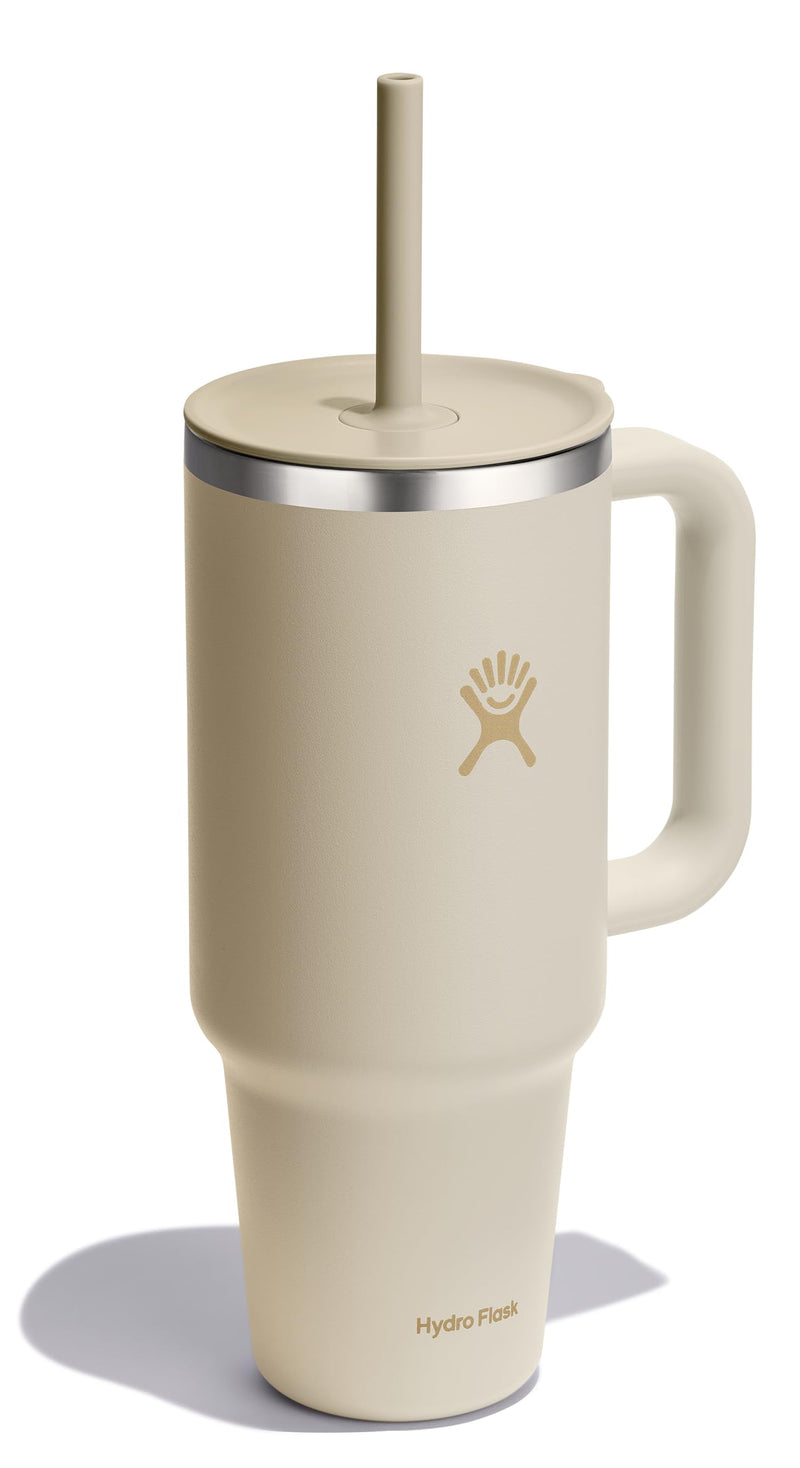 Hydro Flask Travel Tumbler with Handle Lid and Straw - Insulated Stainless Steel Water Bottle
