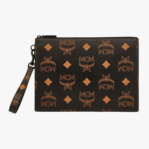 MCM Aren Wristlet Zip Pouch in Maxi Visetos Unisex Handbags 8809865501507