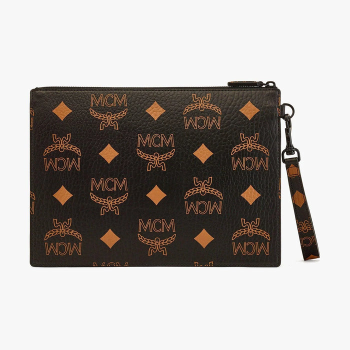 MCM Aren Wristlet Zip Pouch in Maxi Visetos Unisex Handbags 8809865501507 Free Shipping Worldwide