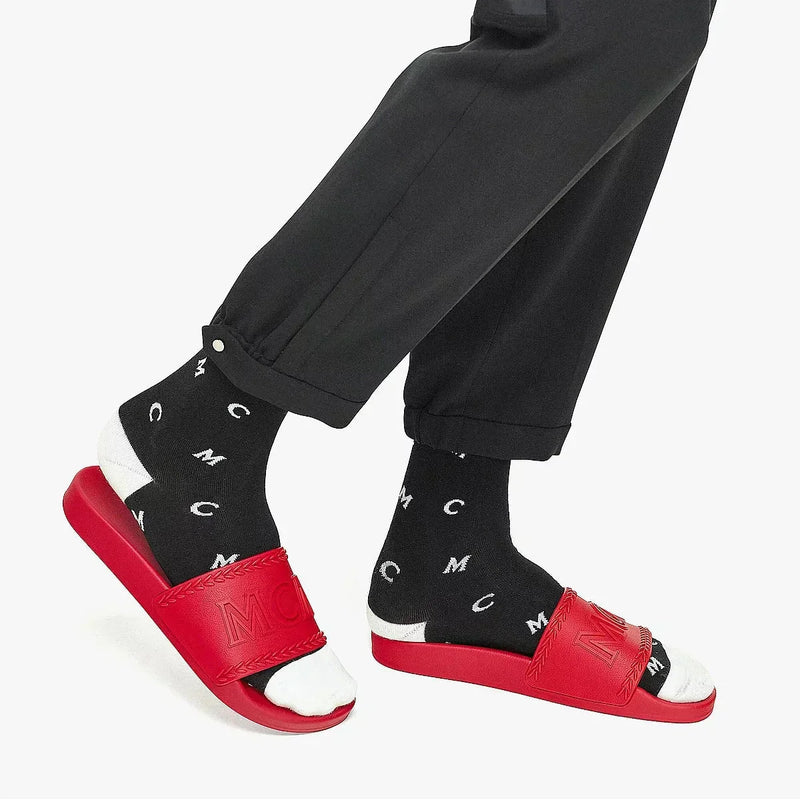 MCM Mens Big Logo Rubber Slides Shoes 8809675940367 Free Shipping Worldwide