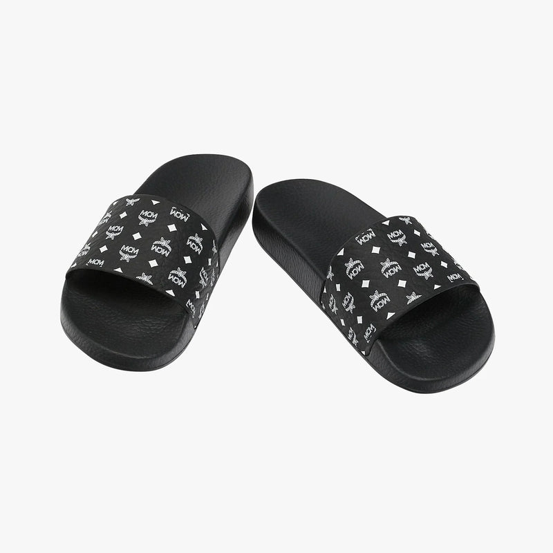 MCM All-Over Logo Printed Slides Mens 8809735071895 Free Shipping Worldwide