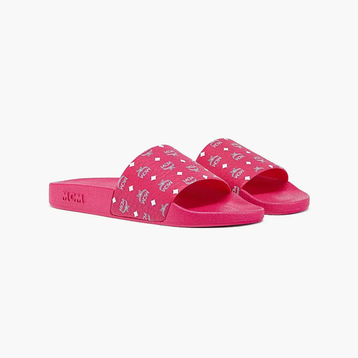 MCM Womens Monogram Print Rubber Slides Shoes 8809735071468 Free Shipping Worldwide