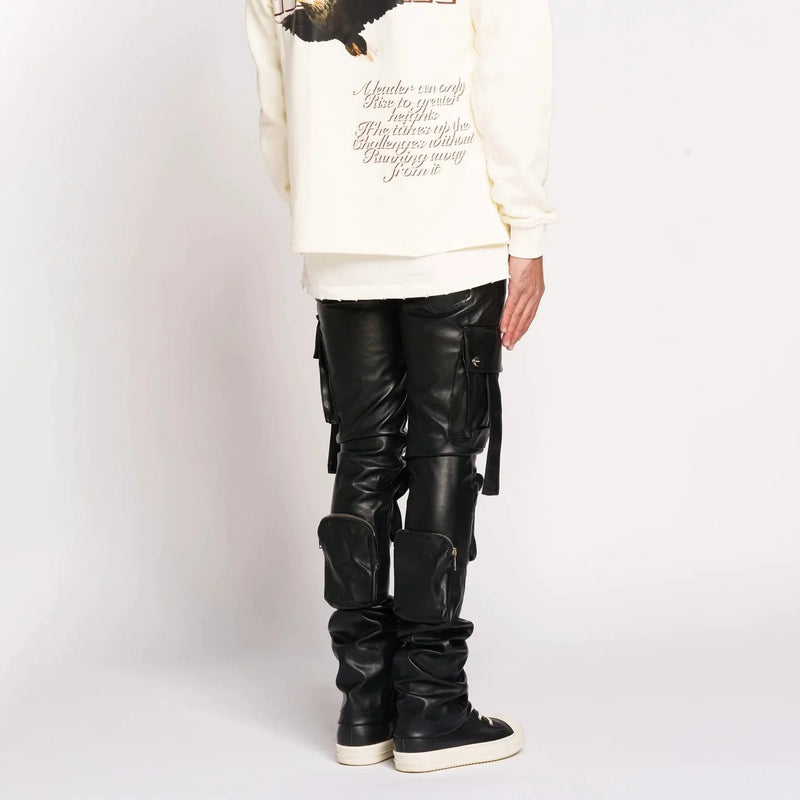 Pheelings Never Look Back Cargo Flare Stack Leather Pant Mens Pants & Shorts PHEELINGS Free Shipping Worldwide