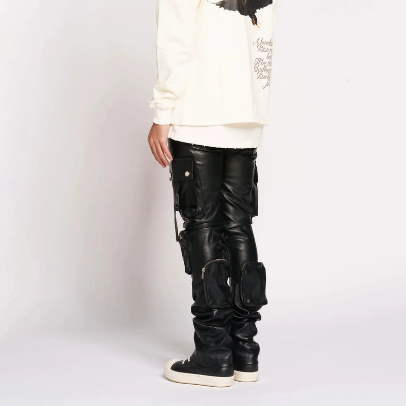 Pheelings Never Look Back Cargo Flare Stack Leather Pant Mens Pants & Shorts PHEELINGS Free Shipping Worldwide