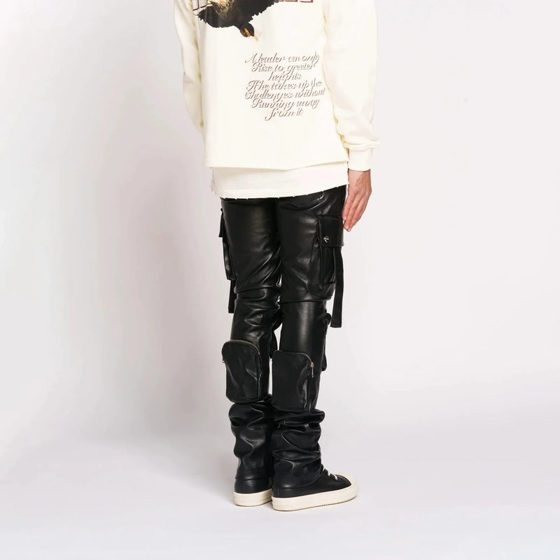 Pheelings Mens Never Look Back Cargo Flare Stack Leather Pant Pants & Shorts Free Shipping Worldwide