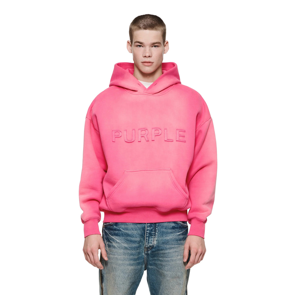 Purple Brand Cutout Wordmark Pink Oversized Hoodie