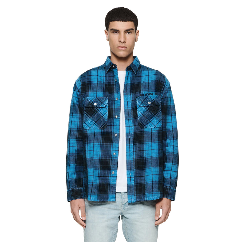 Purple Brand Overdyed Flannel Long Sleeve Shirt Men’s T - Shirts 197027060435
