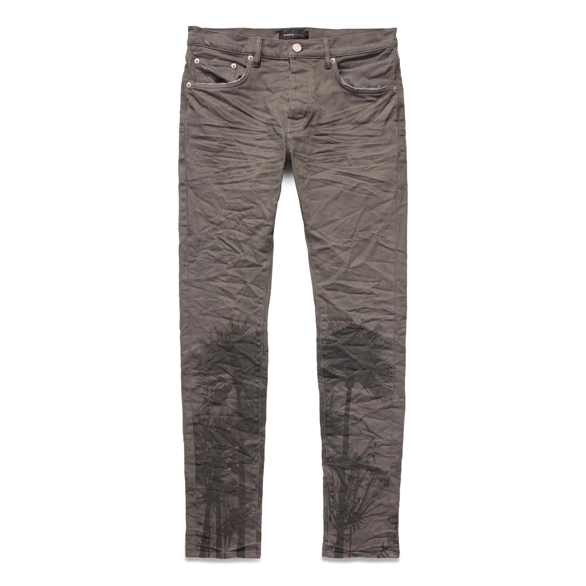 Metro Fusion - Purple Brand P001 Charcoal Palms Print Jean - Men's