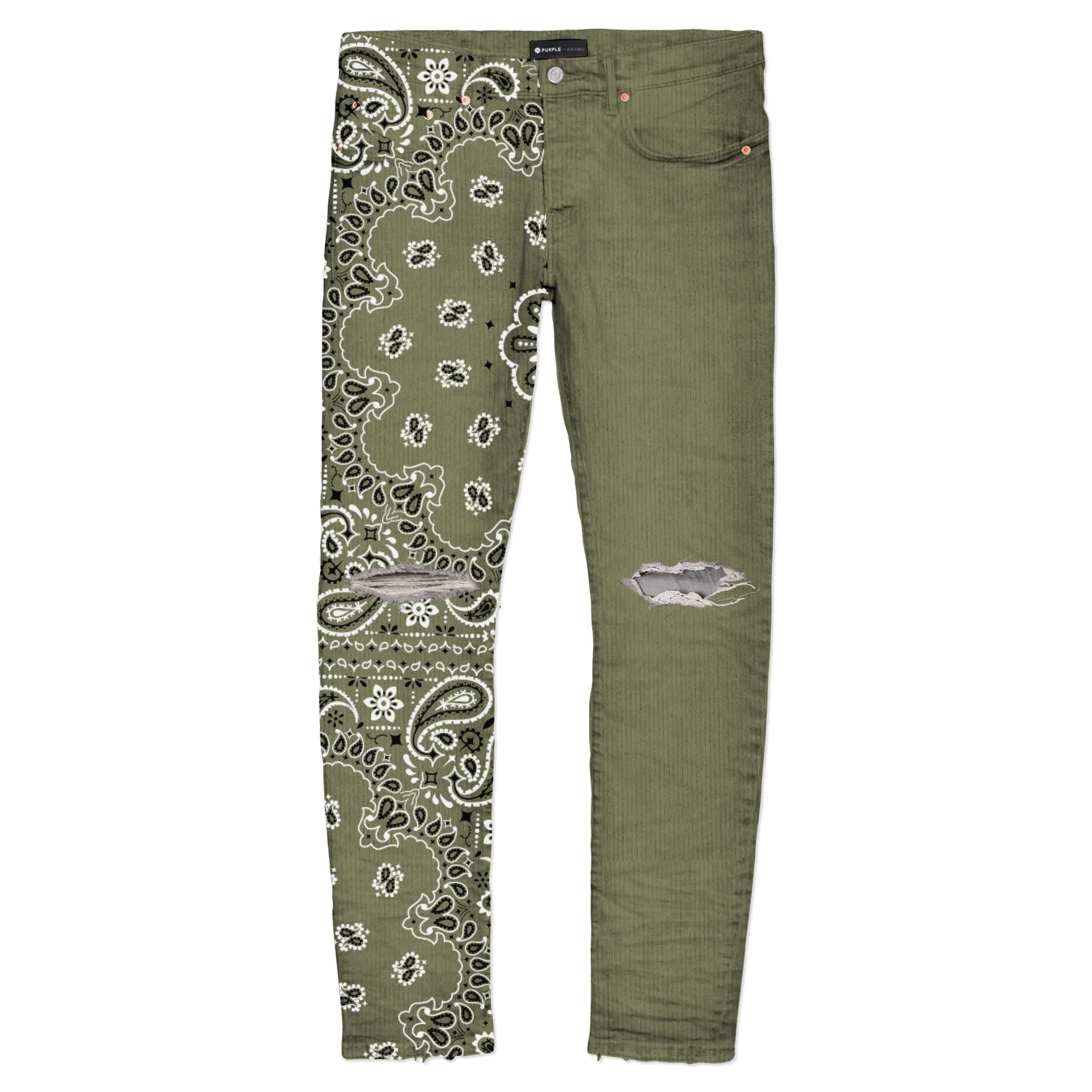 Metro Fusion - Purple Brand P001 Corduroy Bandana Print Jean