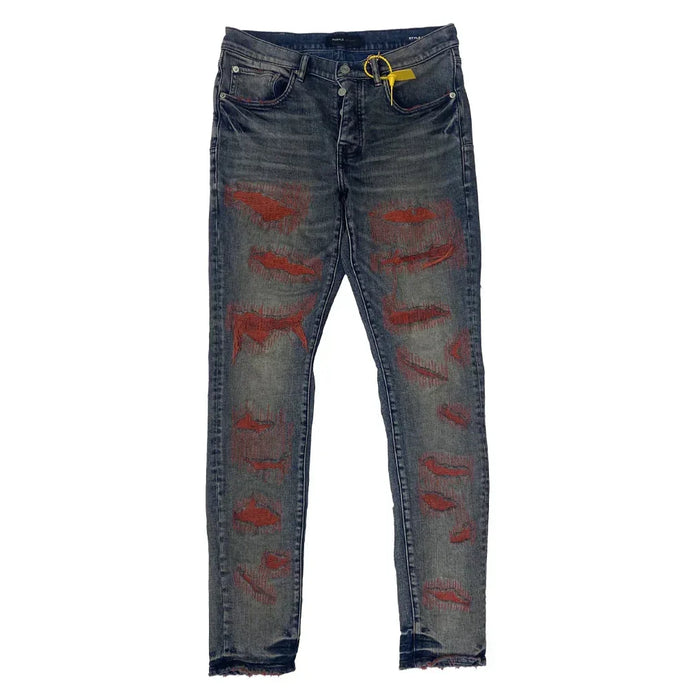 Metro Fusion Purple Brand P001 Indigo Red Weft Blowout Jean