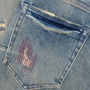 Purple Brand P001 Mid Indigo Tan Repairs Jean Mens Pants & Shorts 197027003418 Free Shipping Worldwide