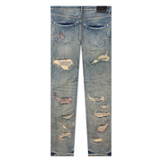 Purple Brand P001 Mid Indigo Tan Repairs Jean Mens Pants & Shorts 197027003418 Free Shipping Worldwide