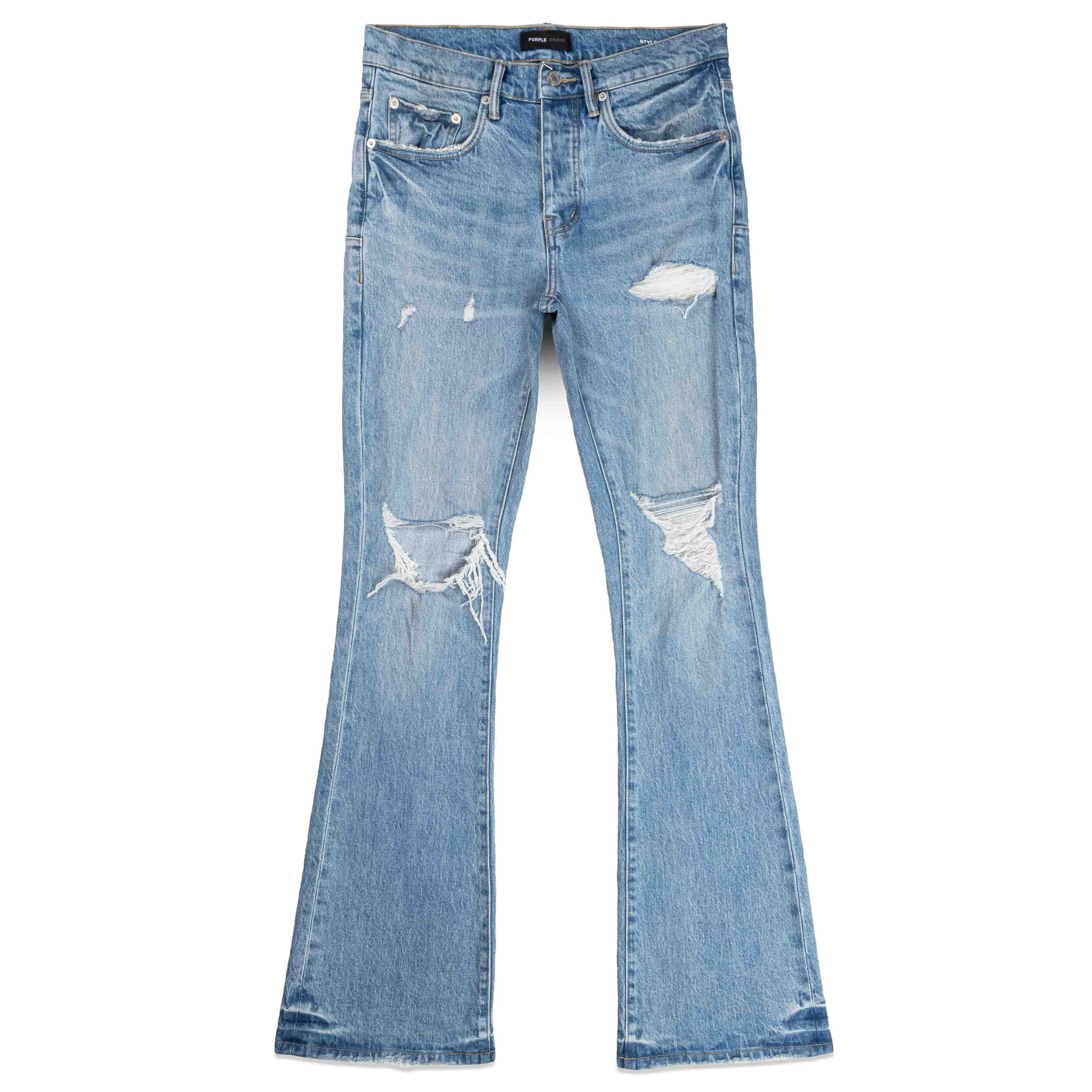 パンツ Backlash damage flare denim pants emo Metro Fusion - Purple Brand P004 Ripped Flare Jean - Men's Pants