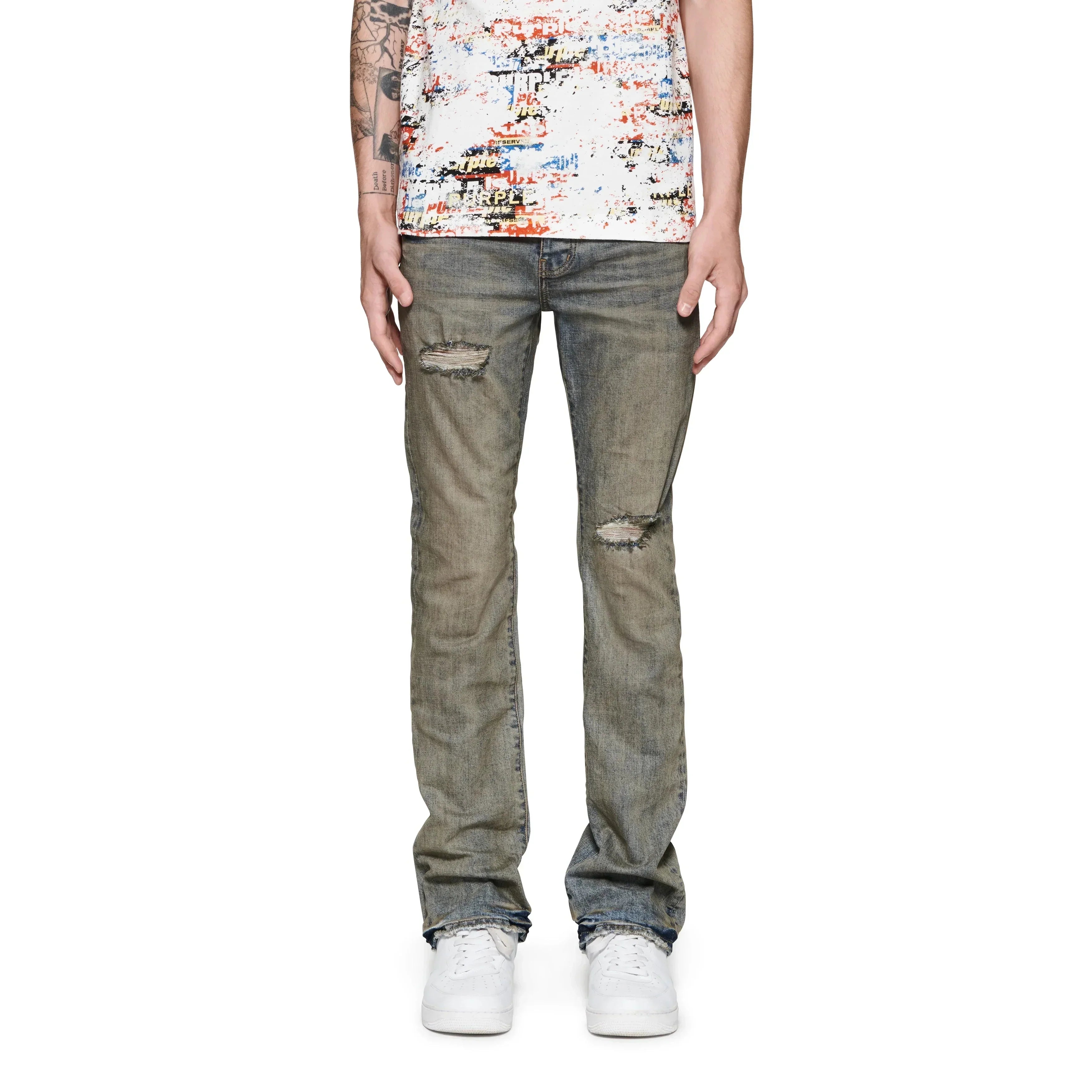 Metro Fusion - Purple Brand P004 Vintage Destroy Flare Jean