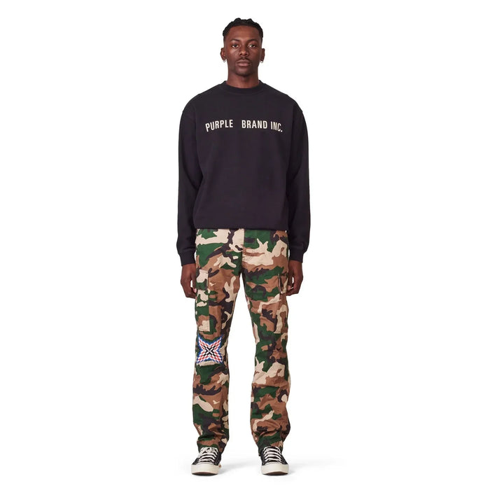 Purple Brand P013 Camo With Knee Embroidery Cargo Pant Mens Pants & Shorts Free Shipping Worldwide