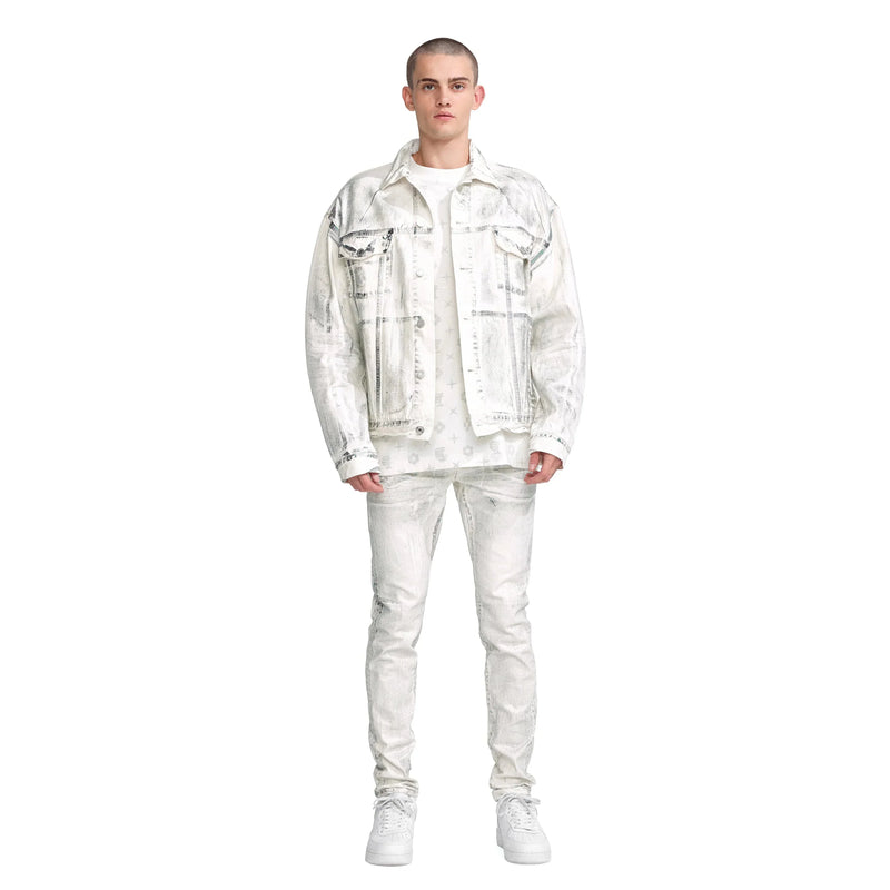 Purple Brand P027 Oversized Jacket White X Ray Iridescent Wave Foil Men’s Jackets 197027006600 Free Shipping Worldwide