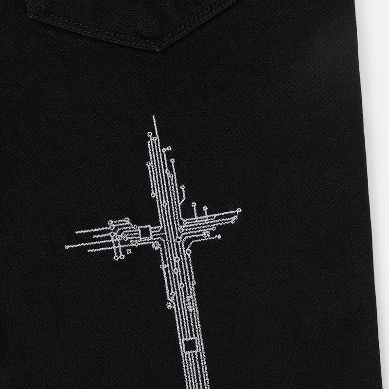 RTA Bryant Skinny Jean | Black Hologram Digital Cross Men’s Pants