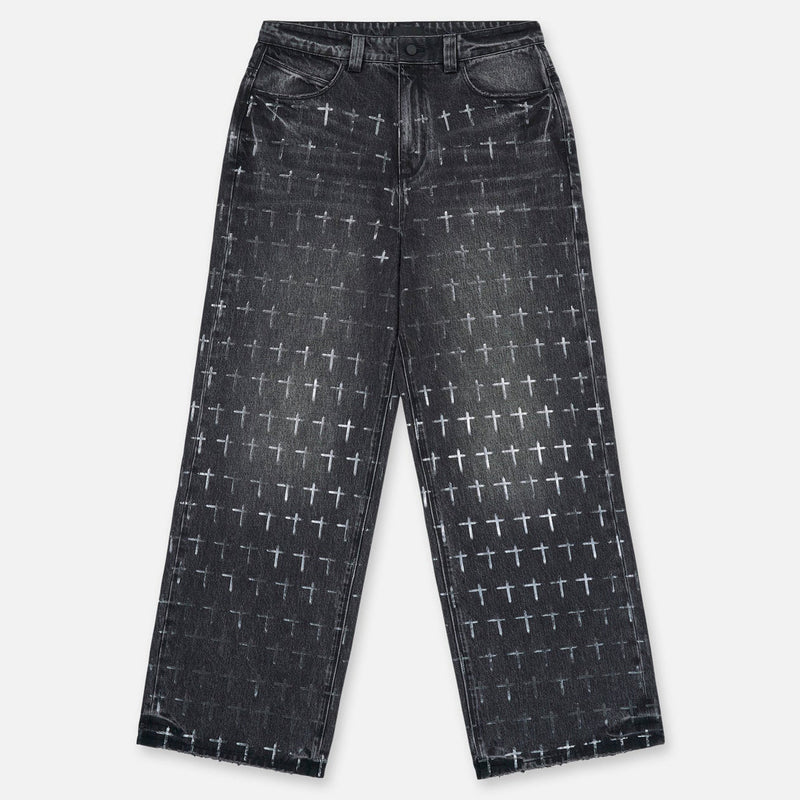 RTA Franco Wide Leg Jean | Noir Coated Grey Men’s Pants 525574