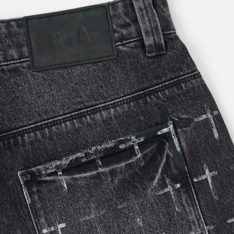 RTA Franco Wide Leg Jean | Noir Coated Grey Men’s Pants
