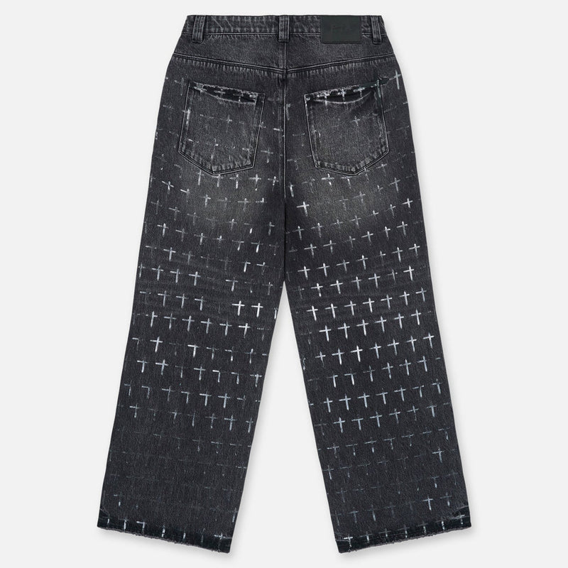 RTA Franco Wide Leg Jean | Noir Coated Grey Men’s Pants