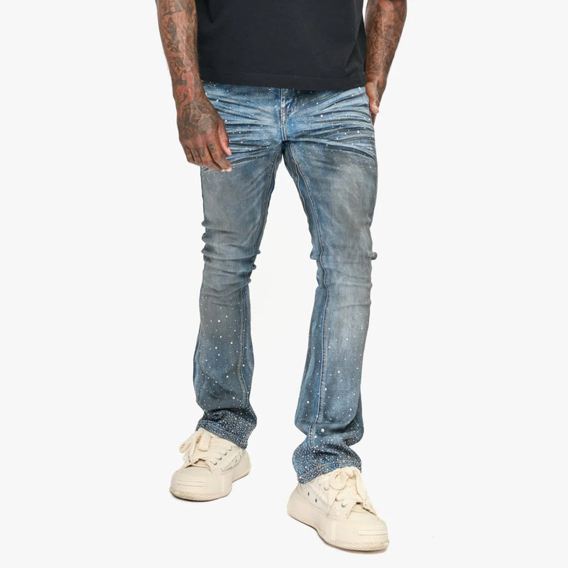 Valabasas Astonish Denim – Dark Dirty Blue Stacked Men’s Pants VALABASAS