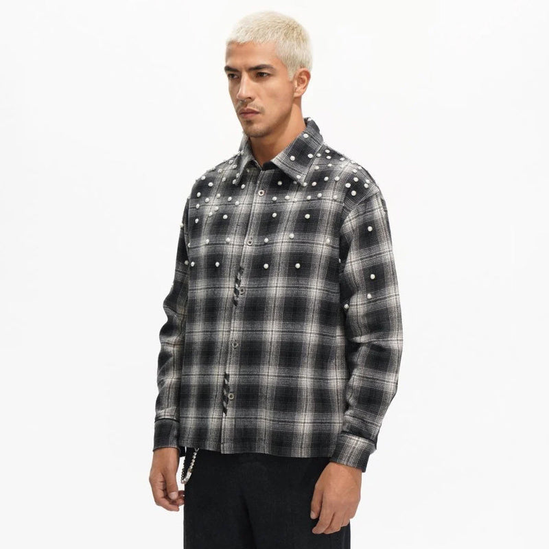 Valabasas Cadence Flannel – Black Pearl Embellished Men’s Shirts VALABASAS