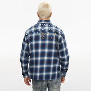 Valabasas Cadence Flannel – Blue Pearl Embellished Men’s Shirts VALABASAS