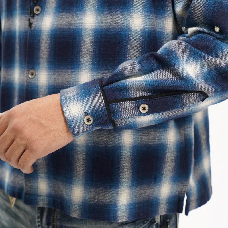 Valabasas Cadence Flannel – Blue Pearl Embellished Men’s Shirts VALABASAS