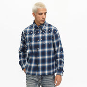 Valabasas Cadence Flannel – Blue Pearl Embellished Men’s Shirts VALABASAS