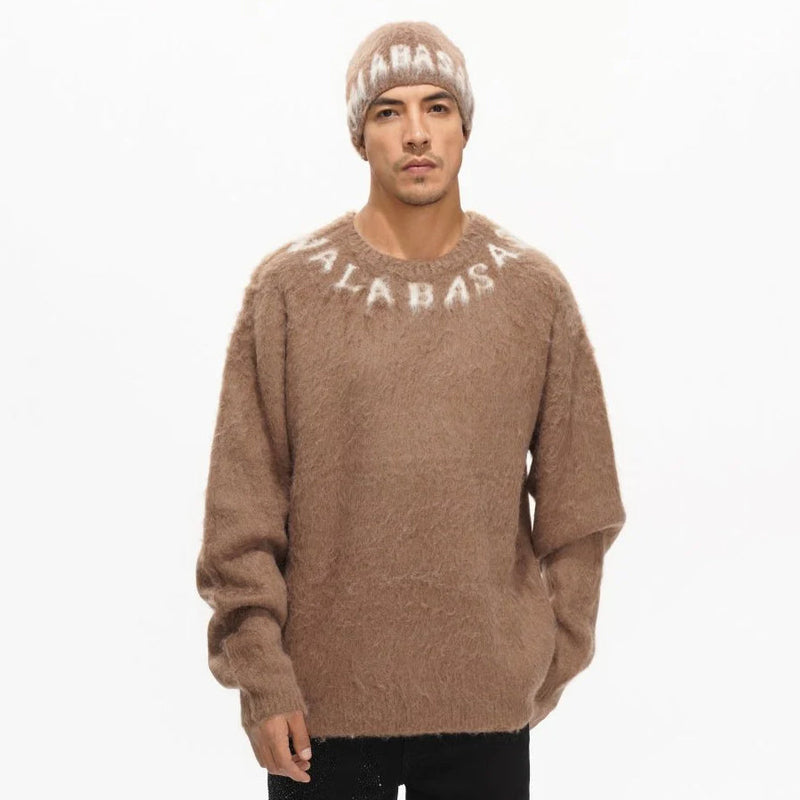 Valabasas Felidae Crewneck – Brown Mohair Knit Men’s Sweaters VALABASAS