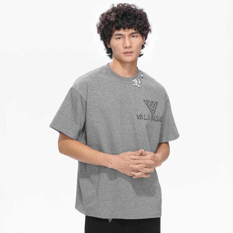 Valabasas Royalty Rhinestone Tee – Light Grey Men’s T-Shirts VALABASAS 704415325153