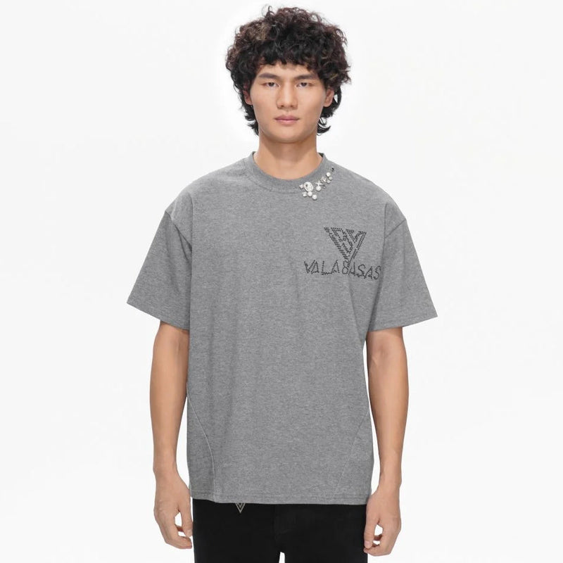 Valabasas Royalty Rhinestone Tee – Light Grey Men’s T-Shirts VALABASAS