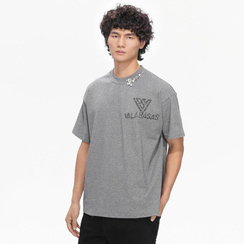 Valabasas Royalty Rhinestone Tee – Light Grey Men’s T-Shirts VALABASAS