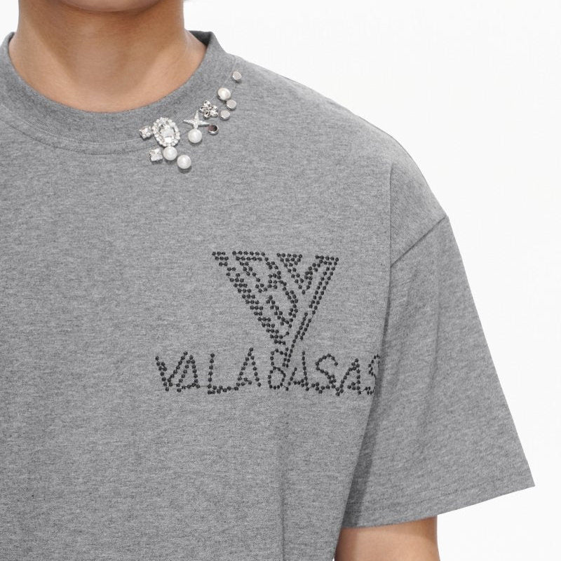 Valabasas Royalty Rhinestone Tee – Light Grey Men’s T-Shirts VALABASAS