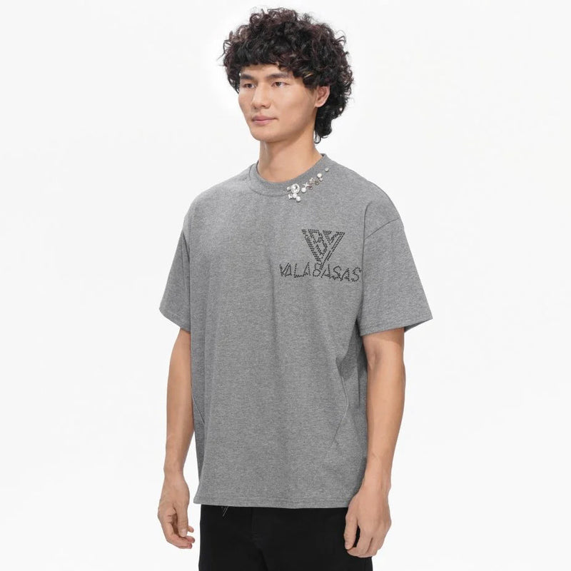 Valabasas Royalty Rhinestone Tee – Light Grey Men’s T-Shirts VALABASAS