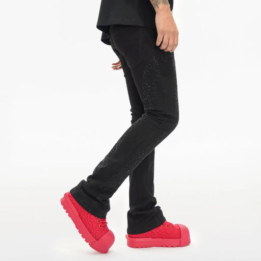 Valabasas Scripted Rhinestone Denim – Black Stacked Men’s Pants VALABASAS 704415323067