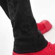 Valabasas Scripted Rhinestone Denim – Black Stacked Men’s Pants VALABASAS