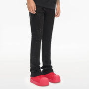 Valabasas Scripted Rhinestone Denim – Black Stacked Men’s Pants VALABASAS