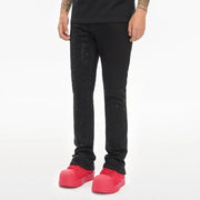 Valabasas Scripted Rhinestone Denim – Black Stacked Men’s Pants VALABASAS