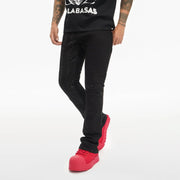 Valabasas Scripted Rhinestone Denim – Black Stacked Men’s Pants VALABASAS