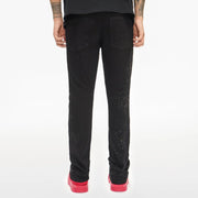 Valabasas Scripted Rhinestone Denim – Black Stacked Men’s Pants VALABASAS