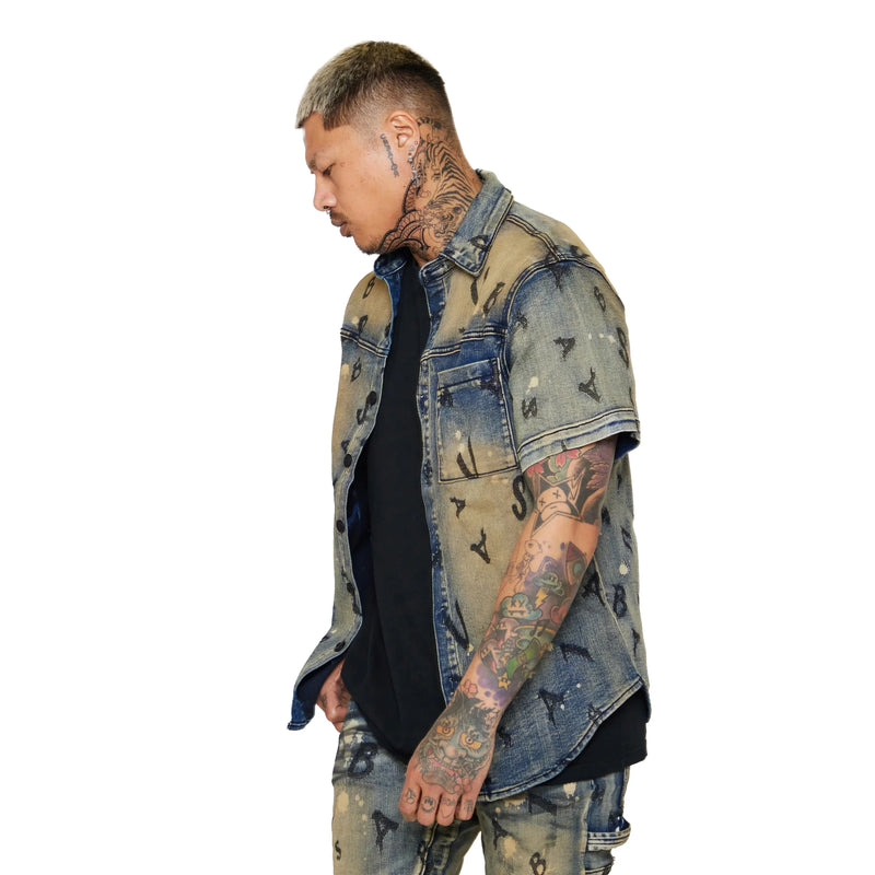 Valabasas Solitare Denim Button Up Mens Shirts VALABASAS 729205030123 Free Shipping Worldwide