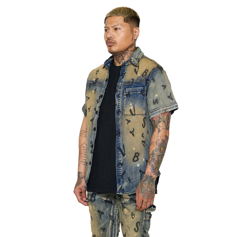 Valabasas Solitare Denim Button Up Mens Shirts VALABASAS 729205030123 Free Shipping Worldwide