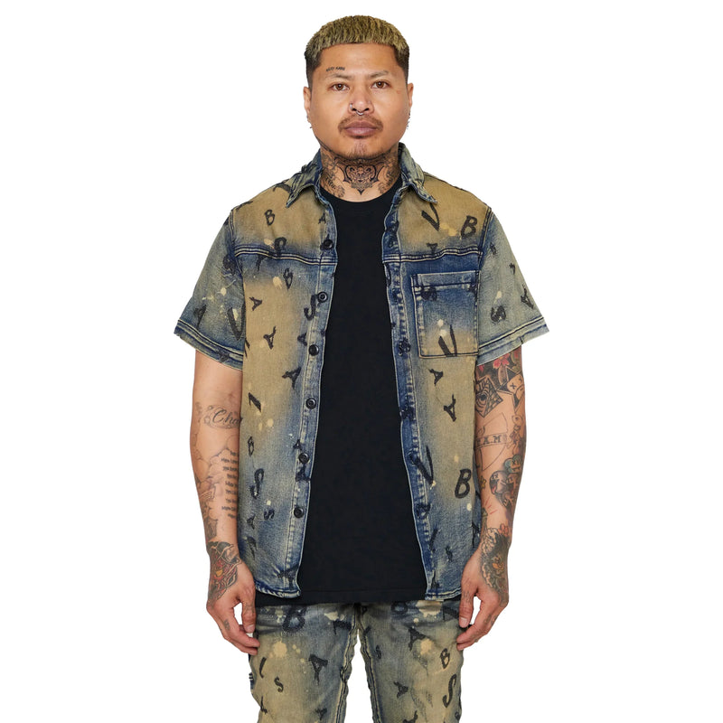 Valabasas Solitare Denim Button Up Mens Shirts VALABASAS 729205030123 Free Shipping Worldwide