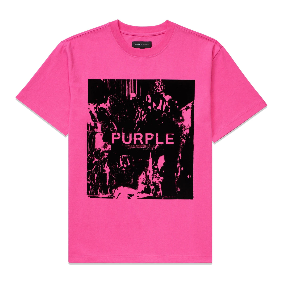 Metro Fusion - Purple Brand Playback Flock Neon Pink T-Shirt - Tee Mens